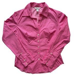 Vintage Lilly Pulitzer Button Down Shirt Pink Polka Dot Beach Preppy Size 2 XS